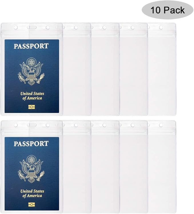 10PCS Passport Holder 4x6 Inch Extra Large ID Badge Holders PVC Card Holder Fill for Passports,Cash, Credit Card, Plane Ticket, Receipts.by CypesCrafts