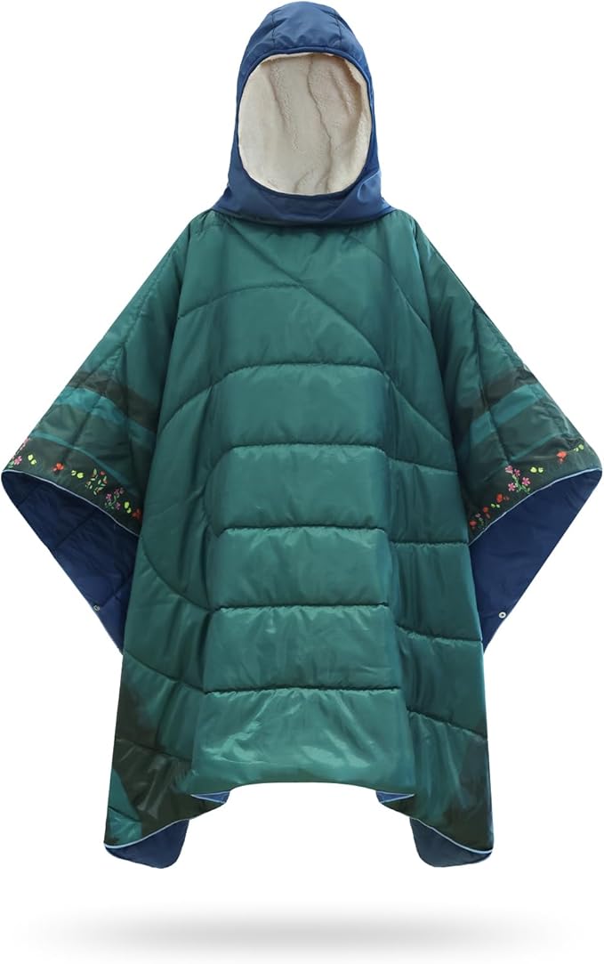 Camping Blanket, Poncho Wearable Hoodie Blankets Outdoor Waterproof Windproof Warm Durable & Portable for Stadium, Concerts, Car,Travel, Beach, Picnic, Grass,75 * 52 inch