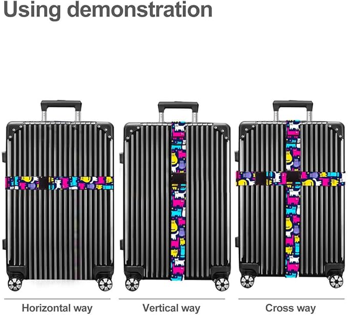 Luggage Straps for Suitcases TSA Approved Easy Pack Organized Suitcase Strap, Luggage Strap, Luggage Belt Strap, Bag Straps for Luggage. Buckle Straps Travel Accessories (Cat)