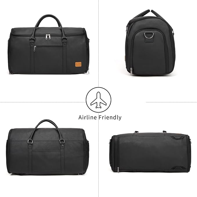 seyfocnia Garment Bags for Travel, Carry On Garment Bag Backpack, Convertible Garment Duffle Bag for Men Women, 4 in 1 Hanging Dress Suitcase Suit Travel Bag