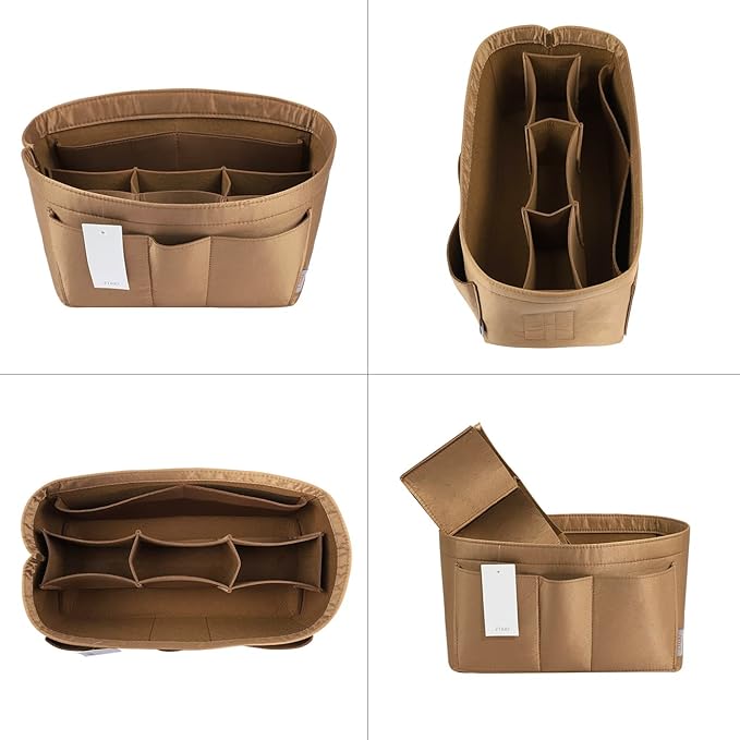 ZTUJO Purse Organizer Insert, Felt Bag Organizer For Handbag Purse Organizer,13 Colors, 6 Size (Slender Large, Silky Brown)