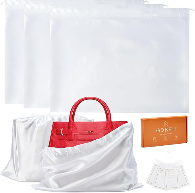 3 Pack Dust Bags for Purses and Handbags，Silk Purse Dust Bags for Storage， With Drawstring Large Dust Bags for Handbag， Dust Covers for Purse Shoes Boots