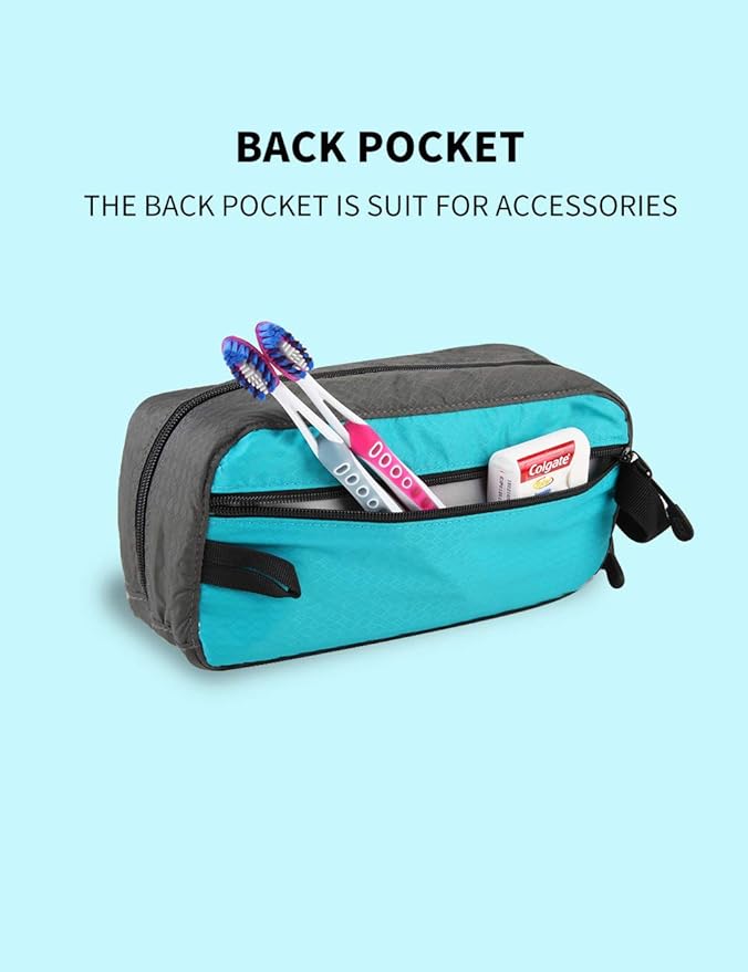 GOX Travel Small Toiletry Bag for Men Nylon Dopp Kit Medicine Bag Travel Organizer Pouch Shave Kits for Teens Toiletry Essentials Bathroom Compact (Turquoise, 9.8 * 4.3 * 3.3 Inches)