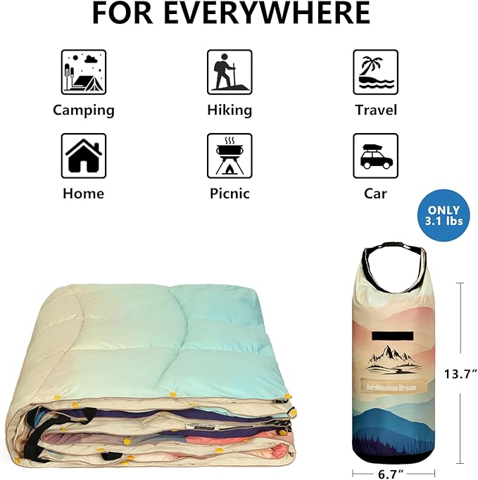 Camping Blanket, Puffy Blankets Lightweight Windproof Resistant for Outdoors,Hiking, Backpacking,Car,Picnic,Stadium