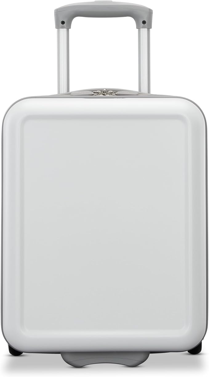 American Tourister Fathead Underseater Carry-On Luggage - Airline Approved - Customize with Favorite Sports or Character Decal - Durable ABS Hardshell - RightHeight™ Adjustable Handle - White