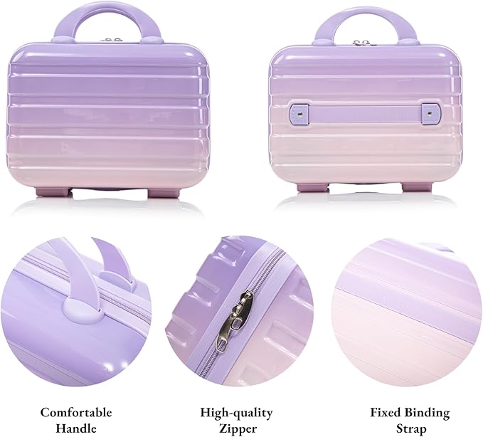 Gradient Purple-Pink Luggage Set 14" & 20" - 2 Piece PC Spinner Wheel Suitcases with Combination Lock, Lightweight Carry On for Business & Vacation