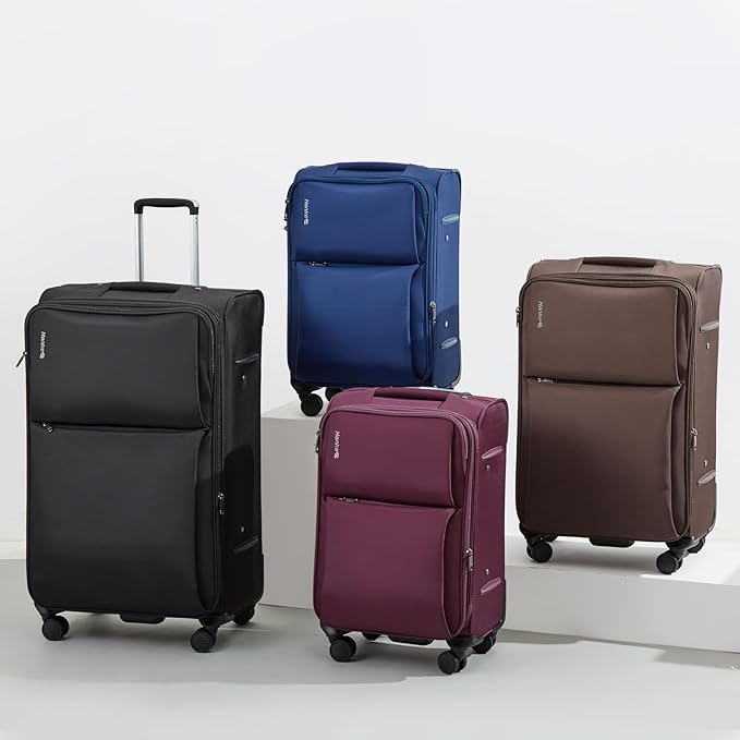 Hanke 24 Inch Luggage Expandable Softside Checked Suitcases with Spinner Wheels, Upright Rolling Luggage Suitcases Travel TSA Luggage Bag for Women Men(Coffee)