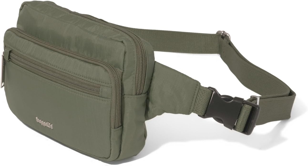 Baggallini Securtex Anti-theft Belt Bag 8.8"x5.5" Crossbody Fanny Pack for Women RFID Wallet Locking Zipper Travel Purse