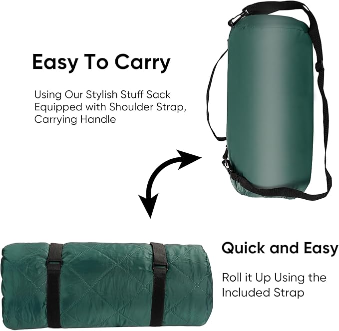 Northroad Waterproof Outdoor Blanket w/Fleece Lining, Large Windproof Camping Blankets for Cold Weather, Light Weight and Warm for Stadium, Hiking, Dog, Picnic, Washable, 55”X 82” (Green, 1PCS)