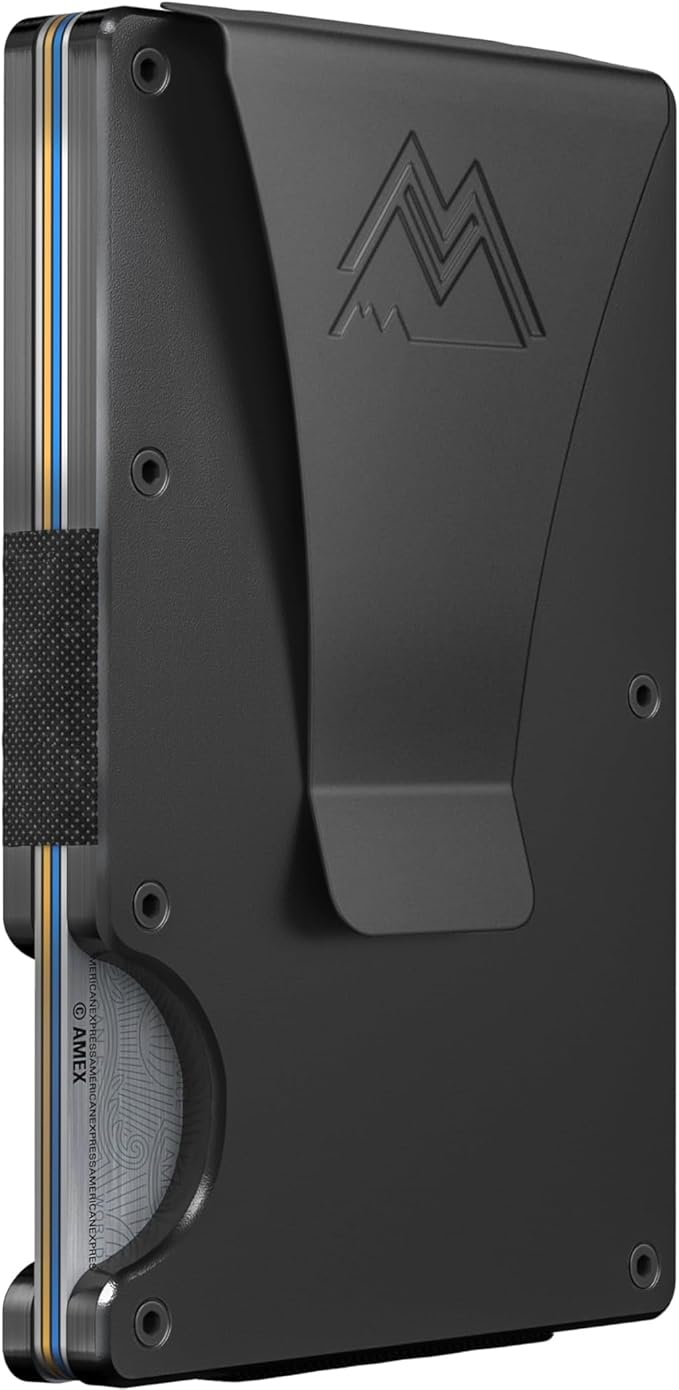 Mountain Voyage Co Minimalist Wallet for Men & Women - Slim RFID Wallet, Scratch Resistant, Credit Card Holder & Money Clip, Easily Removable Money & Cards, (Black Titanium)