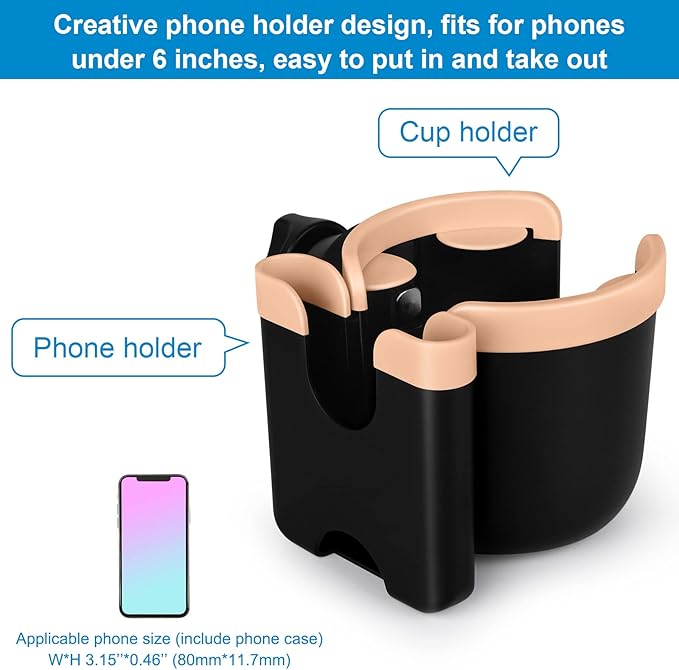 Accmor Stroller Cup Holder with Phone Holder, Bike Cup Holder, Universal Cup Holder for Uppababy Nuna Doona Strollers, 2-in-1 Cup Phone Holder for Stroller Bike Wheelchair Walker Accessory