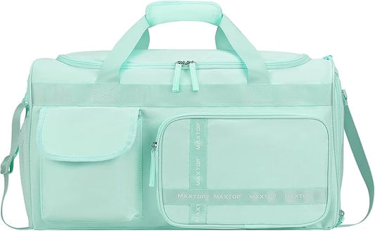 MAXTOP Gym Bag for Women Men Travel Duffle Bag Large Capacity Carry On Weekender Overnight Bag With Shoe Compartment Gym Tote Dry Wet Separation Duffel Bag for Travel