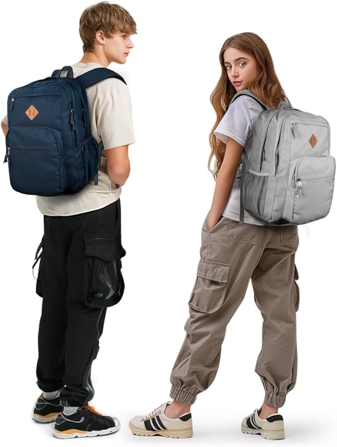 ZORFIN 26L Backpack for College, and Travel: Water Resistant Bookbag - Steel blue