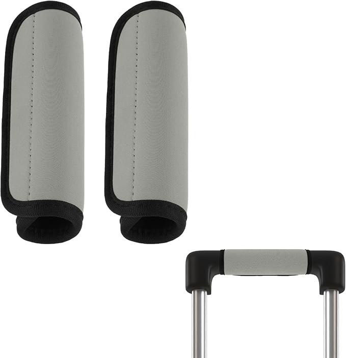 2 Pack Luggage Handle Wraps for Suitcase Bright Color Luggage Handle Covers Suitcase Tags identifiers Travel Accessories for Airplane/Flying (Grey)