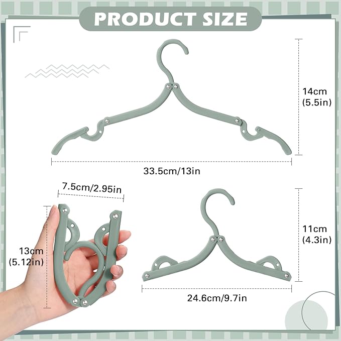 Teenyyou 12 Pcs Travel Hangers Cruise Ship Essentials Foldable Portable Plastic Vacation Hangers Non Slip Clothes Drying Rack Travel Accessories for Dormitory School Hotel Laundry (Classic Color)