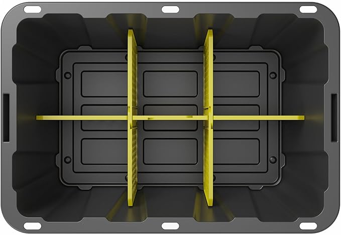 ORGANIZE-IT! 4 Pack 6 Slot Tote Dividers, Durable Plastic Stationery Customizable Organizers for 27 Gallon Storage Containers, Yellow