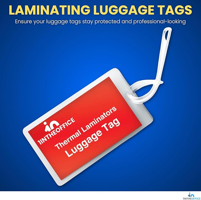1InTheOffice Laminating Luggage Tags with Loops, Laminating Pouches 5 Mil, Luggage Tag Pouches, 2 1/2" x 4 1/4", 25 Pack