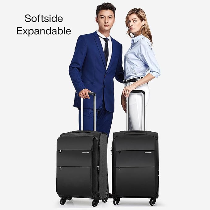 Hanke 20/24/28 Inch 3 Piece Luggage Set with Spinner Wheels Expandable Luggage Large Suitcases with Wheels Softside Checked Luggage Rolling Suitcase with Lock Lightweight Travel Luggage.(Purple)