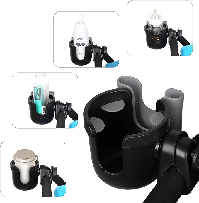 Accmor Stroller Cup Holder with Phone Holder, Bike Cup Holder, Universal Cup Holder for Uppababy Nuna Doona Strollers, 2-in-1 Cup Phone Holder for Stroller Bike Wheelchair Walker Accessory