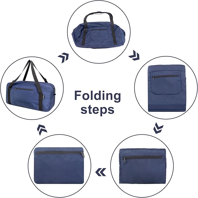 HOLYLUCK Foldable Travel Duffel Bag For Women & Men Luggage Great for Gym - large navy blue