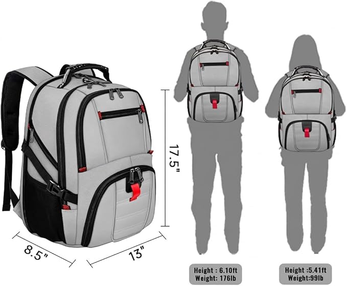 YOREPEK Large Backpack for Men, Extra Large Laptop Backpacks for Men Women, Water Resistant Travel Backpack Airline Approved Business Work Bag Fits 17 Inch Computer, Black