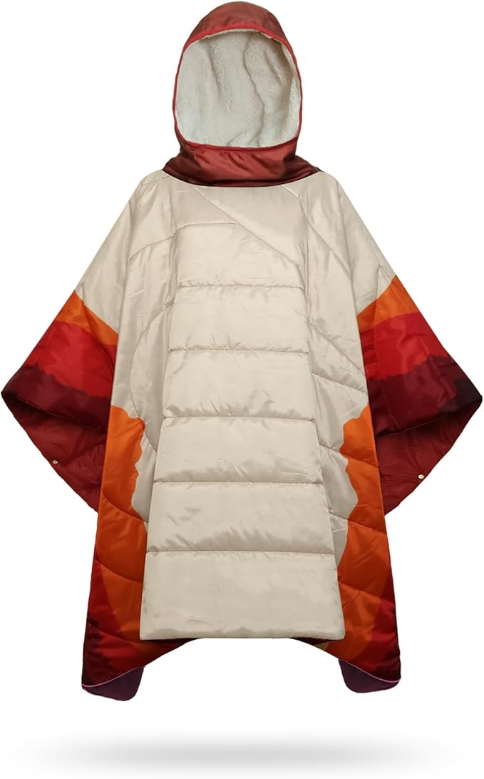 Camping Blanket, Poncho Wearable Hoodie Blankets Outdoor Waterproof Windproof Warm Durable & Portable for Stadium, Concerts, Car,Travel, Beach, Picnic, Grass,75 * 52 inch