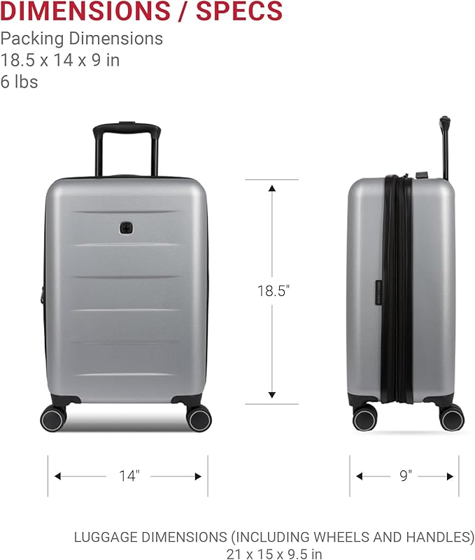 SwissGear 8020 Eclipse Collection Hardside Expandable Luggage – Ultimate Grey