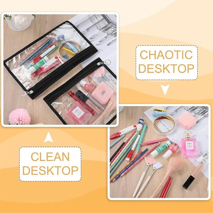 Clear Zipper Pouches, 4 PCS Plastic Organizer Bags PVC Waterproof Envelopes Clear Pouch Bags Zipper Bags Multi-Purpose Makeup Bag for Cosmetics Document FileTravel Office Home Organize 11.5" x 7"