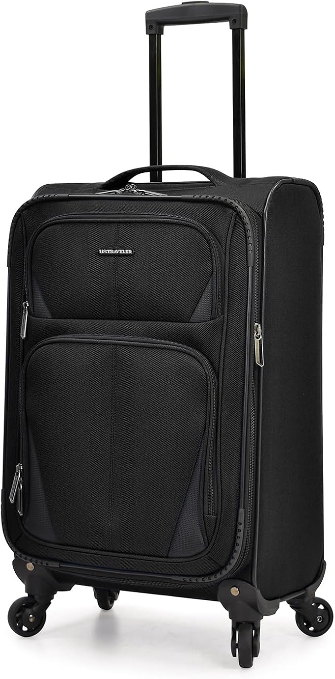 U.S. Traveler Aviron Bay Expandable Softside Luggage With Spinner Wheels, Black, Carry-on 23-Inch