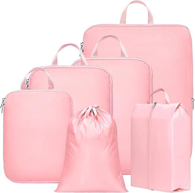Cambond Compression Packing Cubes for Travel - Lightweight Expandable Travel Bags Luggage Organizers Travel Essentials Compression Cubes for Travel Space Saver for Carry on Suitcases Organizer
