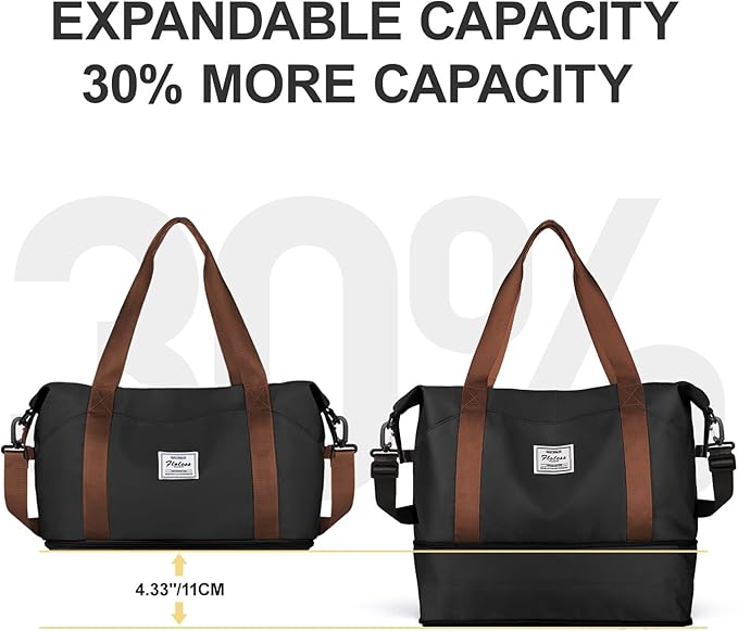 Travel Duffel Bag, Sports Tote Gym Bag, Shoulder Weekender Overnight Bag for Women