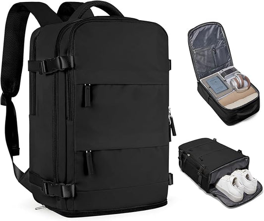 coofay Travel Backpack For Women Men Airline Approved Carry On Backpack Flight Approved Waterproof Sports Luggage Backpack Casual Daypack Small Hiking Backpacks Black Backpacks