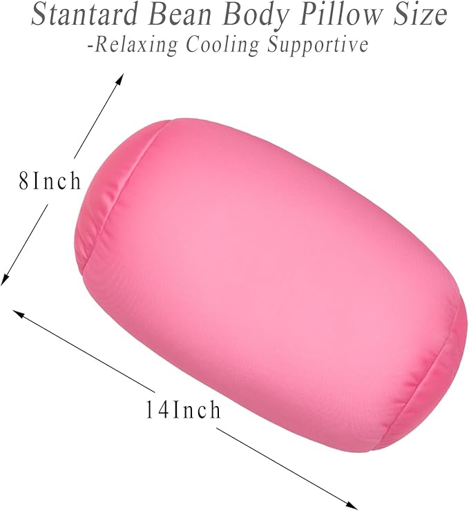 Squishy Microbead Neck Pillow, 7Inch x 12Inch Soft Travel Body Bed Pillow Bean Pillow for Kids Adult Chair Sleeping Car Seat, Fun Dormroom