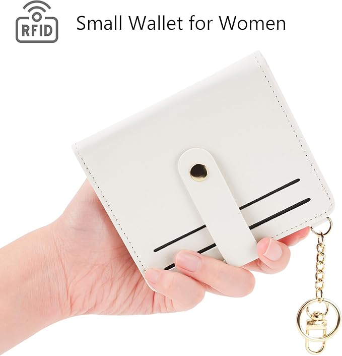 Airkit Small Wallets Woman RFID Blocking Leather Credit Card Holder - with ID Window - Card Wallets for Women - with Zipper Coin Purse - Keychain Wallet