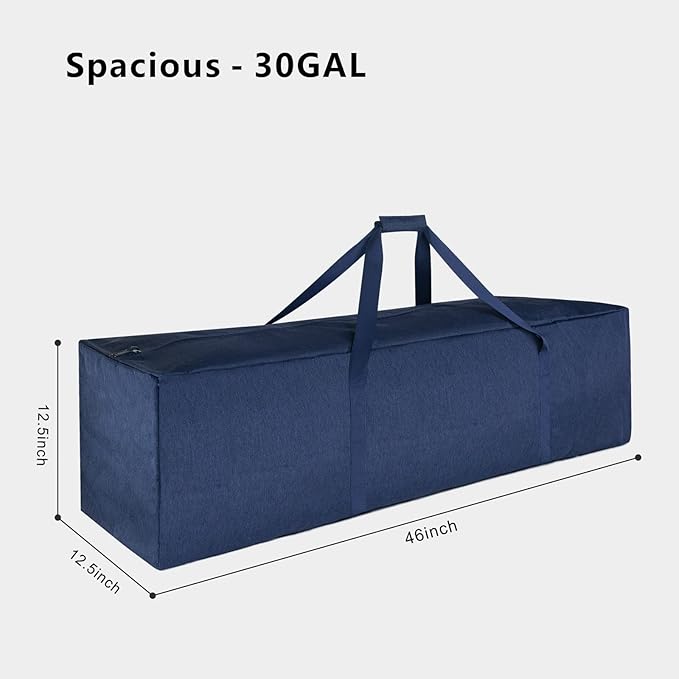 TOPDesign 1-Pack 46 Inch Extra Large Zippered Duffel Bag for Travel Camping Sports Equipment Storage, Waterproof Foldable Luggage Bag with Padded Handles (Blue)