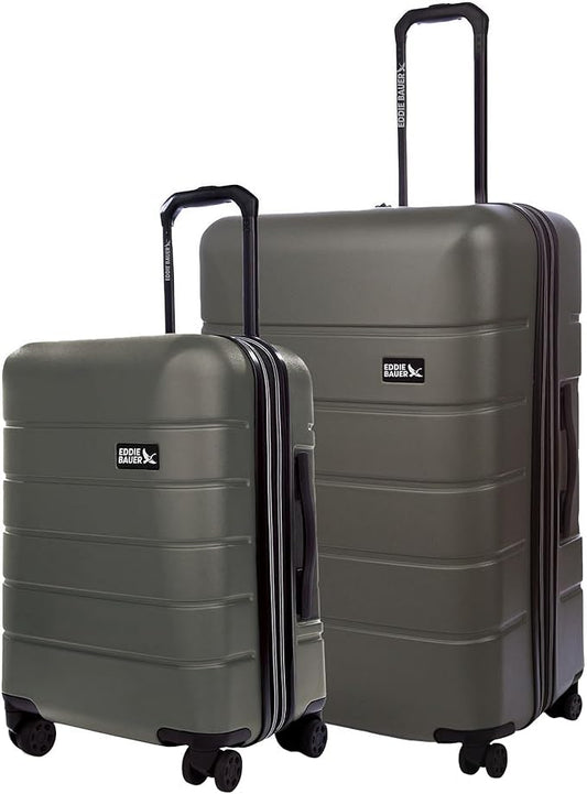 Eddie Bauer Glacier Hardside Spinner Durable PC/ABS Construction 2-Piece Set Suitcase Luggage, Sprig
