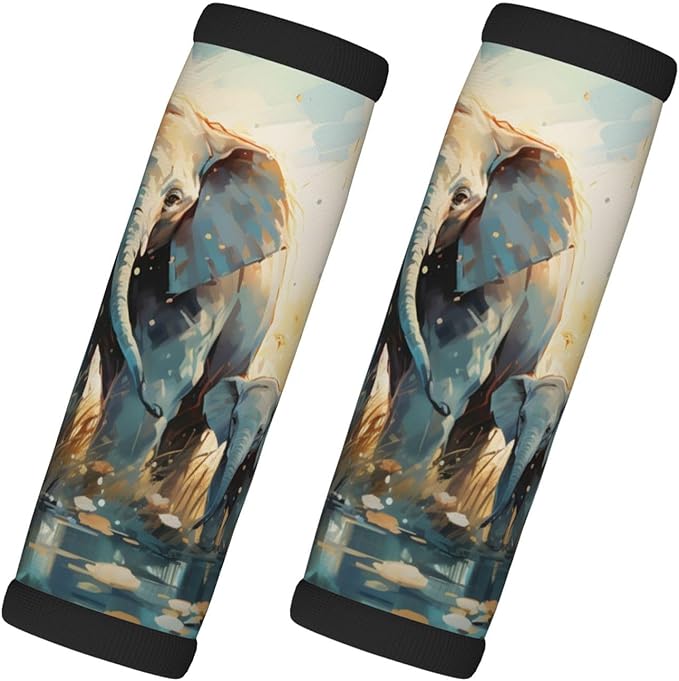 Luggage Handle Wraps Watercolor Elephant Floral Luggage Identifiers Soft Neoprene Luggage Handle Wraps For Suitcase Trolley Handle Grip Cover 2 Pack Luggage Tags