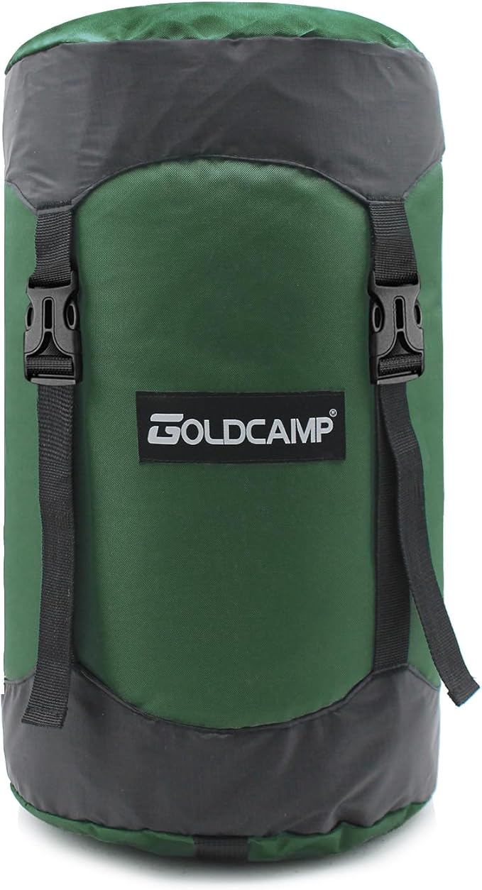 GoldCamp Compression Sack, 40% More Storage! 18L/30L/43L/49L/65L Compression Stuff Sack, Waterproof & Ultralight Sleeping Bag Stuff Sack - Space Saving Gear for Camping, Hiking (Green, XXXL) ASIN