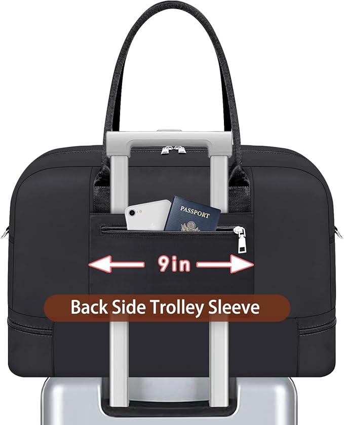 Weekender Bag for Women, Large Overnight Bag Canvas Travel Duffel Bag Carry On Tote with Shoe Compartment 21" 3Pcs Set