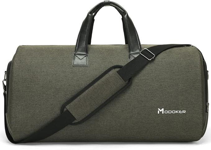 Modoker Convertible Garment Bag with Shoulder Strap, Carry on Garment Duffel Bag for Men Women - 2 in 1 Hanging Suitcase Suit Travel Bags,Forest Night