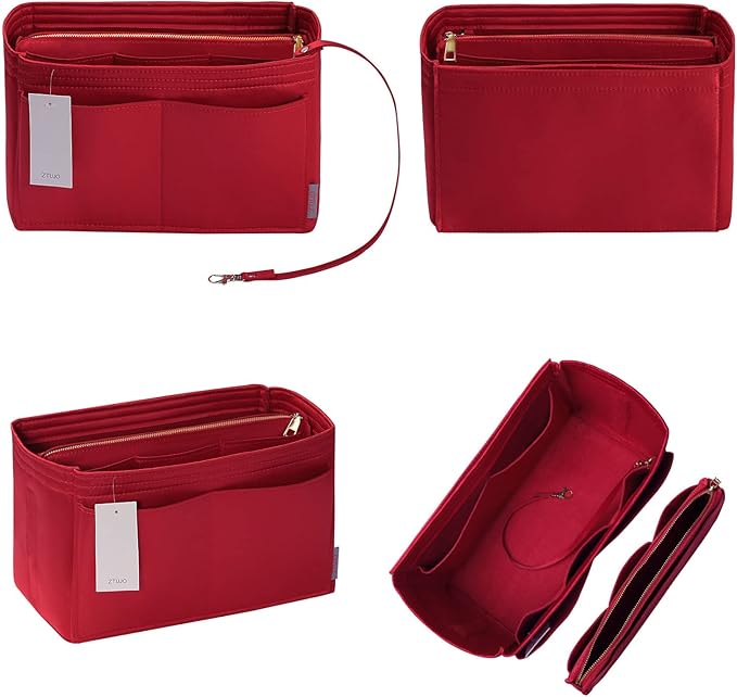 ZTUJO Purse Organizer Insert, Felt Bag Organizer with Metal Zipper, Handbag & Tote Shaper, For Speedy Neverfull Tote, 7 Sizes