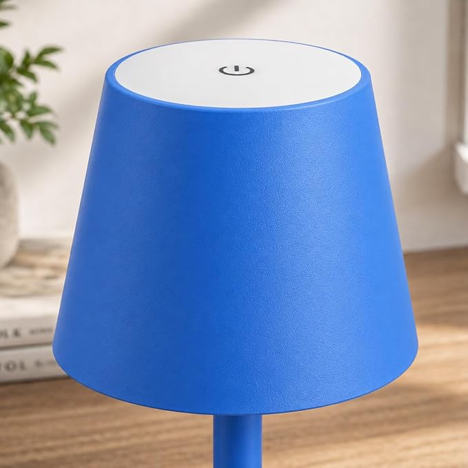 Yogaret Blue Cordless Table Lamp Set of 2, Indoor/Outdoor Table Lamp for Restaurant Home Dinner Patio Pinic | Portable table lights set of 2 wireless battery operated lamps for indoor tables, patio, restaurant, dinner and kitchen use
