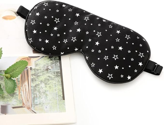 Tim & Tina 100% Silk Sleep Mask Comfortable,Super Soft Blindfold Eye mask Block Light for Sleeping,Shift Work,Naps,Travel,Yoga with Adjustable Strap (Silvery Stars)