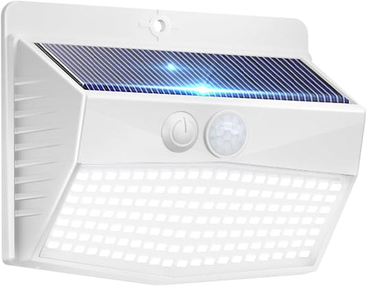 1 Pack Solar Motion Sensor Lights Outdoor Waterproof with 3 Modes | Cool White, White Frame, LED, Solar Powered, Security Lighting for Outside Wall Garden Fence Yard Deck Patio Garage