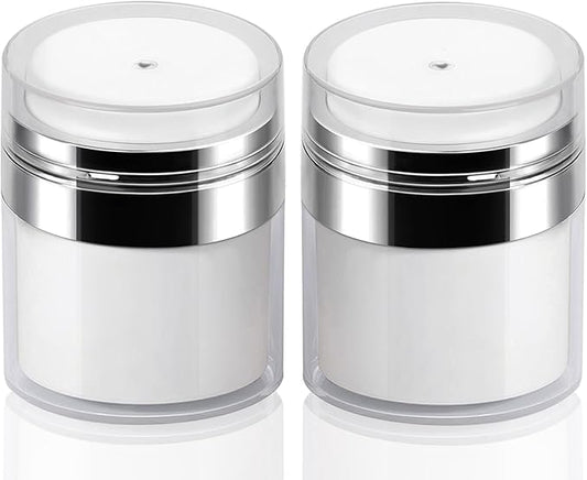 2Pack 50ml Airless Pump Jar - 1.7 Oz Moisturizer Pump Dispenser, Travel Lotion Container Vacuum Bottle for Skincare, Thick Moisturizer