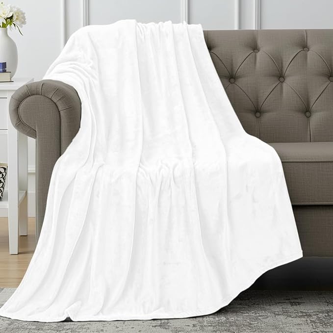 Utopia Bedding Fleece Blanket Throw Size White 300GSM Luxury Anti-Static Fuzzy Soft Microfiber Blanket for Couch, Sofa and Bed (50x60 Inch)