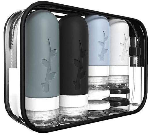 18pack Travel Bottles for Toiletries,TSA Approved Silicone Travel Containers for Toiletries,Leak Proof Refillable Liqus Shampoo And Conditioner travel Essentials toiletry Bottles