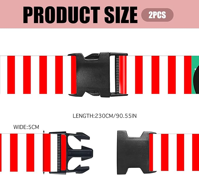 Nuxovilar Luggage Straps for suitcases red White Vertical Stripe Polyester 1.96x90.5inch 2 Set Suitcase Cargo Strap Travel Accessory Airport Hotel Road Trip