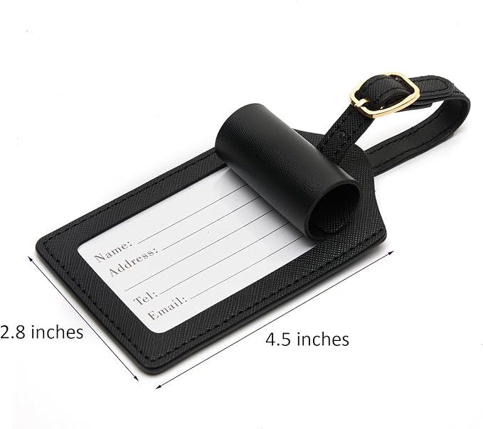 Initial Luggage Tag, PU Leather Luggage Tag, Embroidered Luggage Tag, Letter Luggage Tag, Monogrammed Luggage Tag, Luggage Tag for Baggage Bag Suitcase (S, Black Leather+Rose Red Letter)