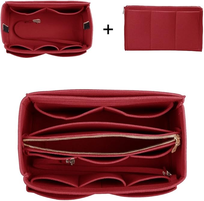 ZTUJO Purse Organizer Insert, Felt Bag Organizer with Metal Zipper, Handbag & Tote Shaper, For Speedy Neverfull Tote, 7 Sizes